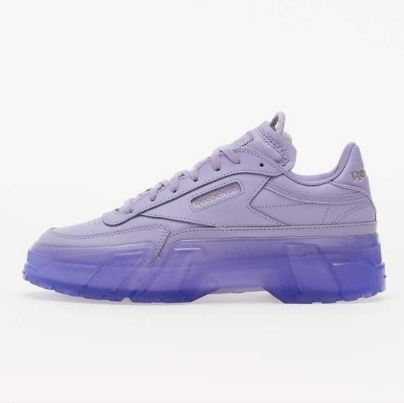 Reebok X Cardi B Club C Chunky Platform Sneakers in Crisp Purple Size 37 - Picture 1 of 9